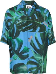 Izzue Overhemd met bladerprint Blauw