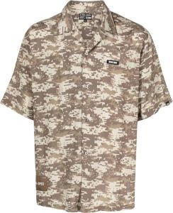 Izzue Overhemd met camouflageprint Bruin