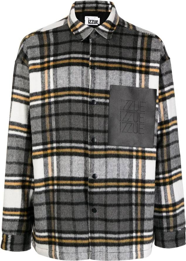Izzue Overhemd met logopatch heren Polyester wol XL Zwart