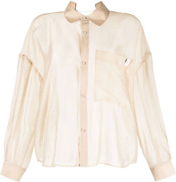 Izzue Semi-doorzichtige blouse Beige