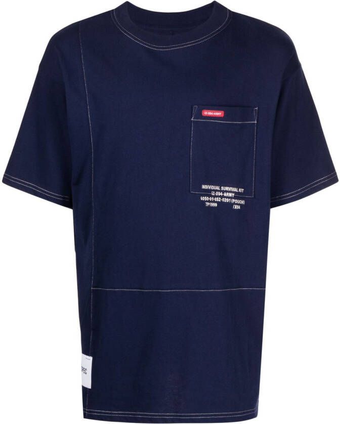 Izzue T-shirt met contrasterend stiksel Blauw