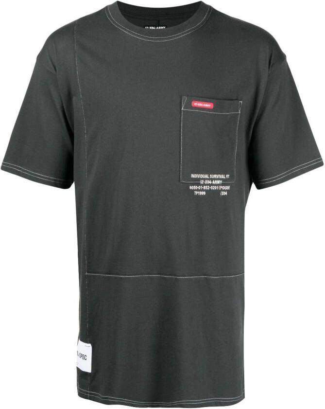 Izzue T-shirt met contrasterend stiksel Grijs