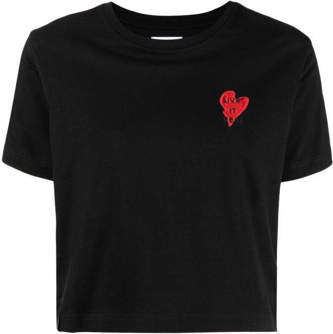 Izzue T-shirt met geborduurd hart Zwart