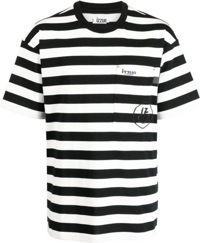 Izzue T-shirt met geborduurd logo Zwart