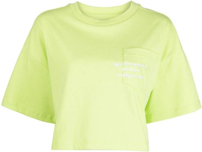 Izzue T-shirt met geborduurde tekst Groen
