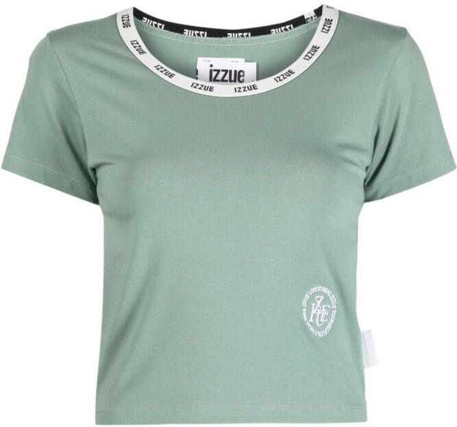 Izzue T-shirt met logoband Groen