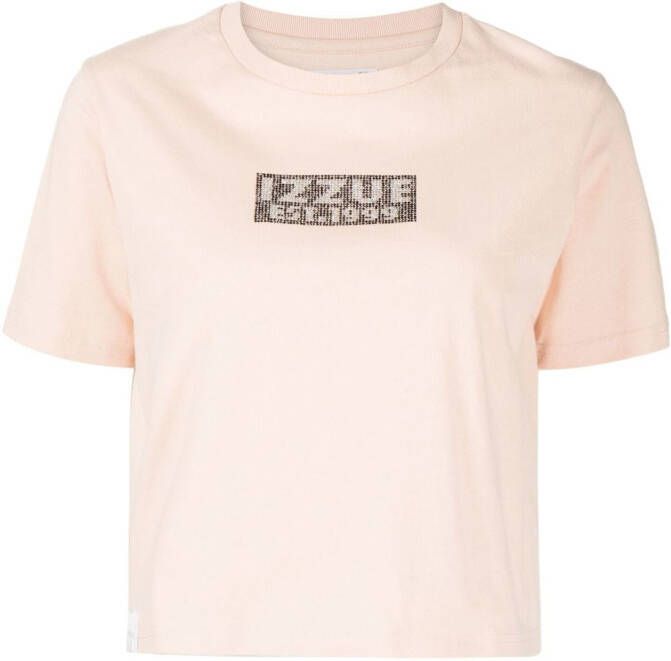Izzue T-shirt met logodetail Roze