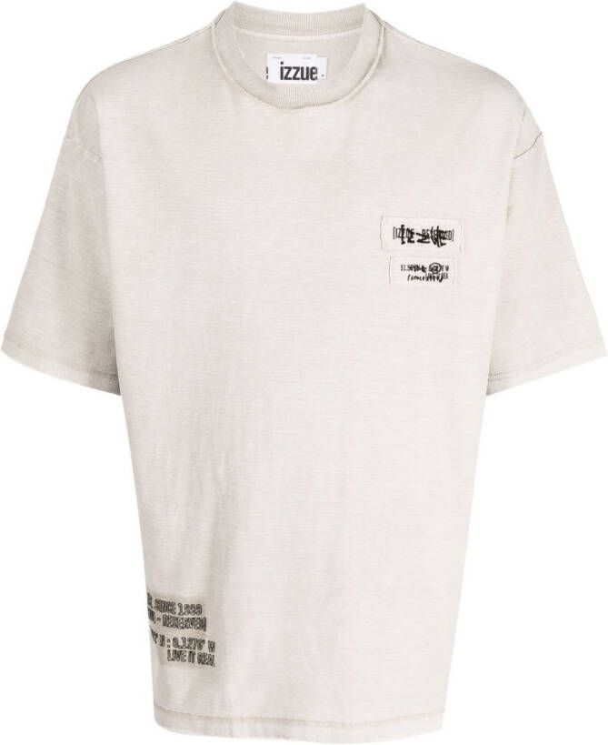 Izzue T-shirt met logopatch Beige