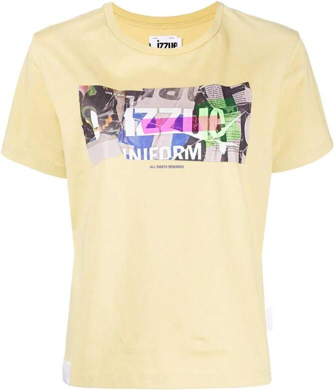 Izzue T-shirt met logoprint Geel
