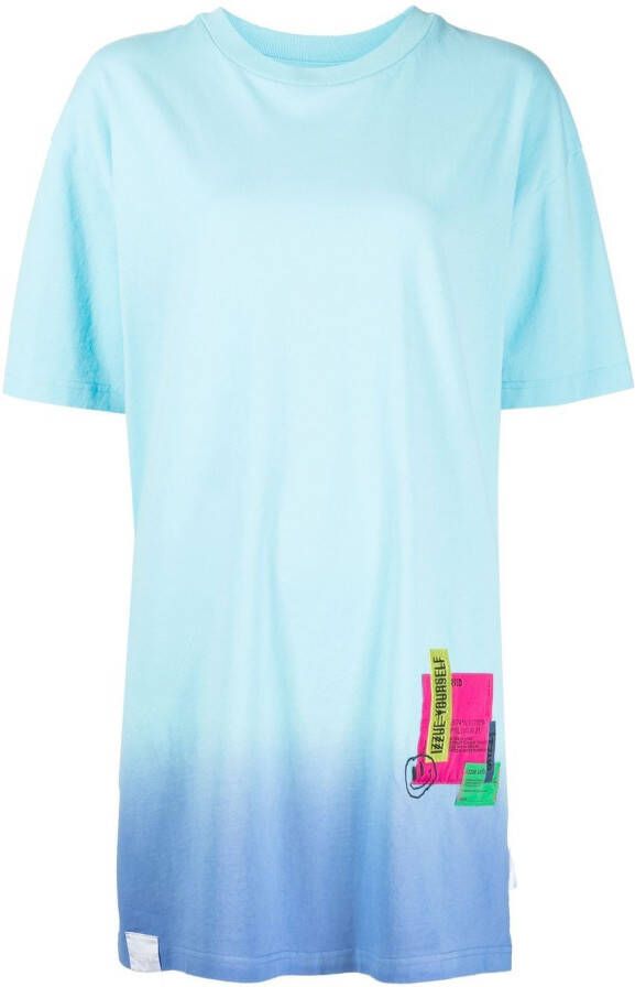 Izzue T-shirt met patchwork Blauw