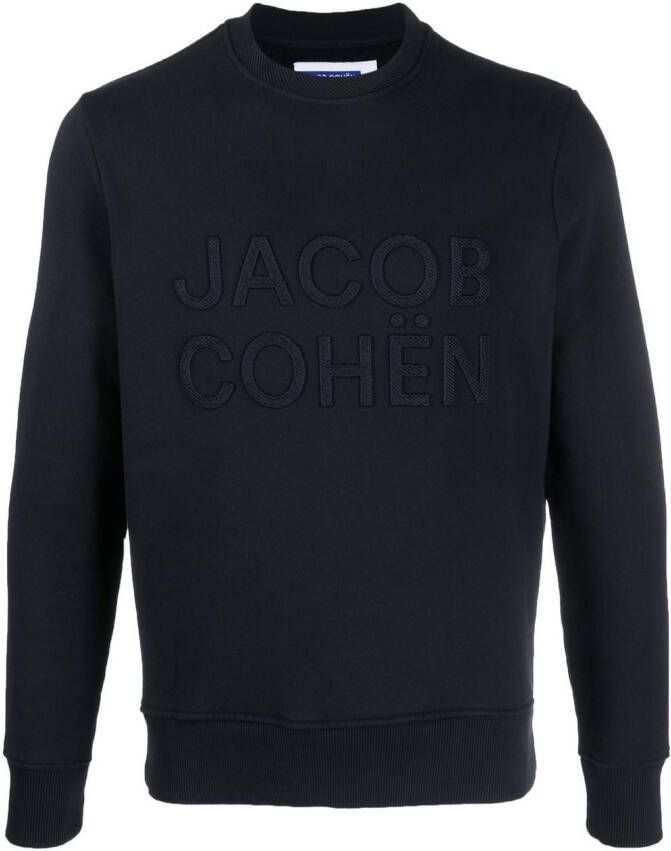 Jacob Cohën Sweater met geborduurd logo Blauw