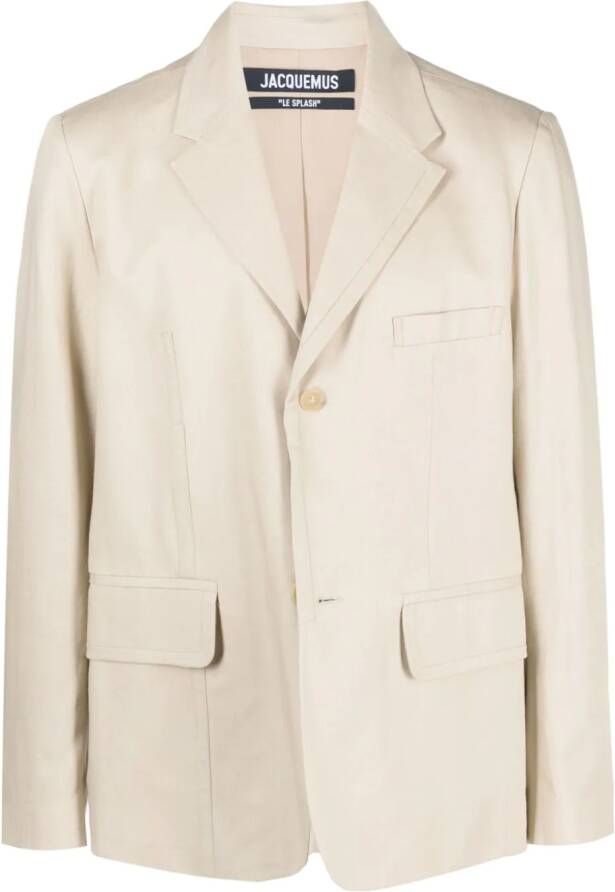 Jacquemus Blazer met enkele rij knopen Beige