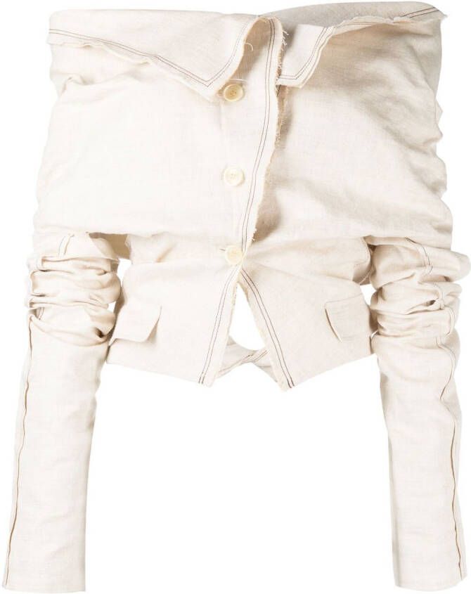Jacquemus Gesmockte blouse Bruin