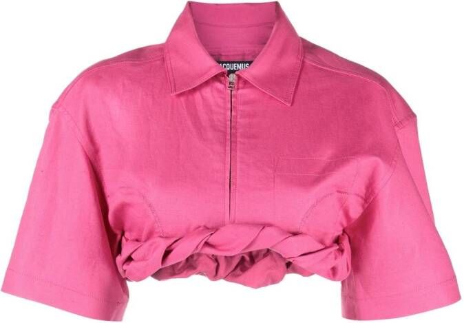 Jacquemus La Chemise Silpa cropped blouse Roze