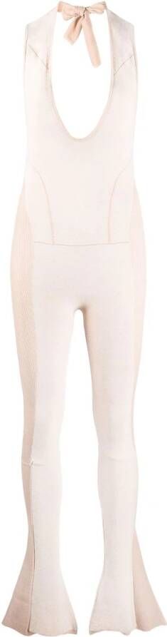 Jacquemus Jumpsuit met diepe hals Beige