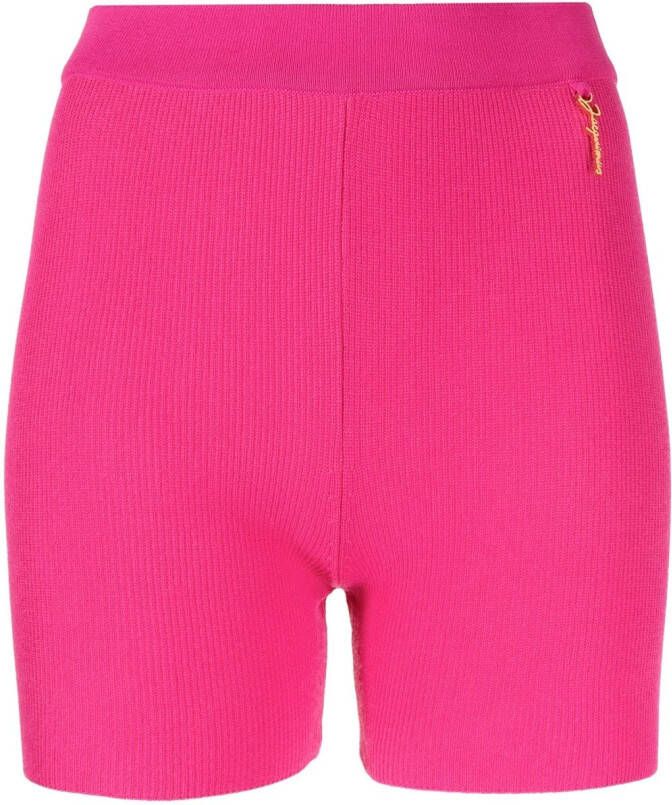 Jacquemus Ribgebreide shorts Roze