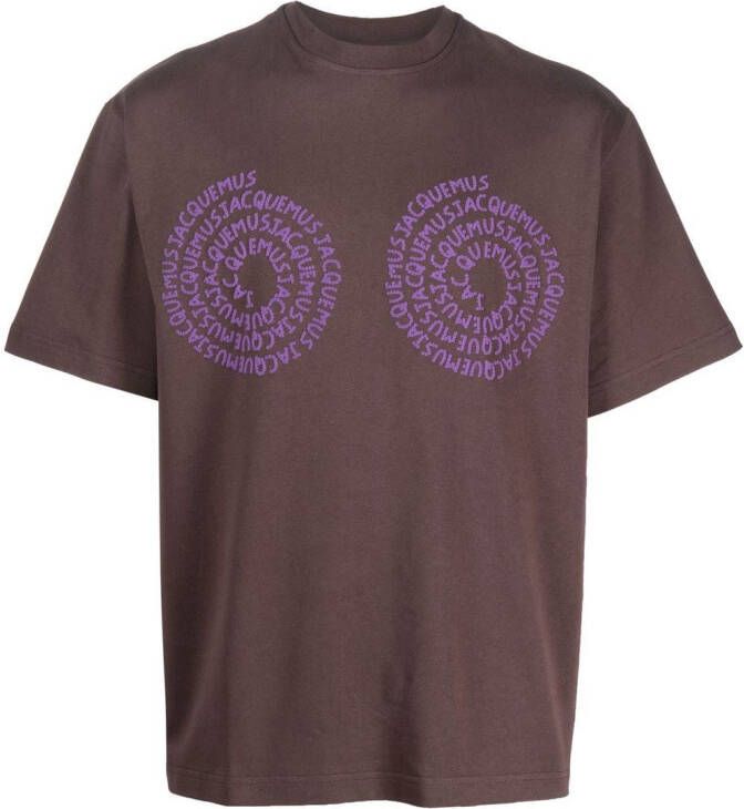 Jacquemus T-shirt met logoprint Bruin