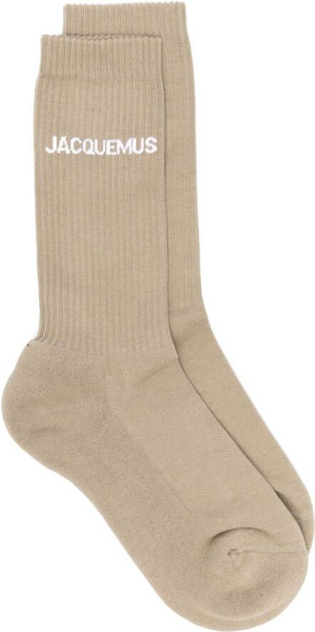 Jacquemus Les Chaussettes sokken met logo intarsia Beige