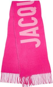 Jacquemus logo-print tassel scarf Roze