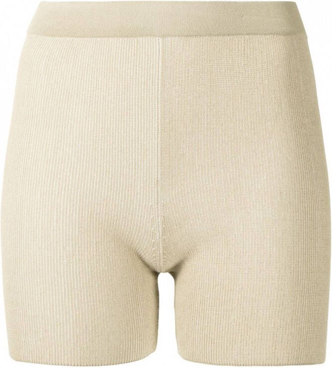 Jacquemus Ribgebreide shorts Beige