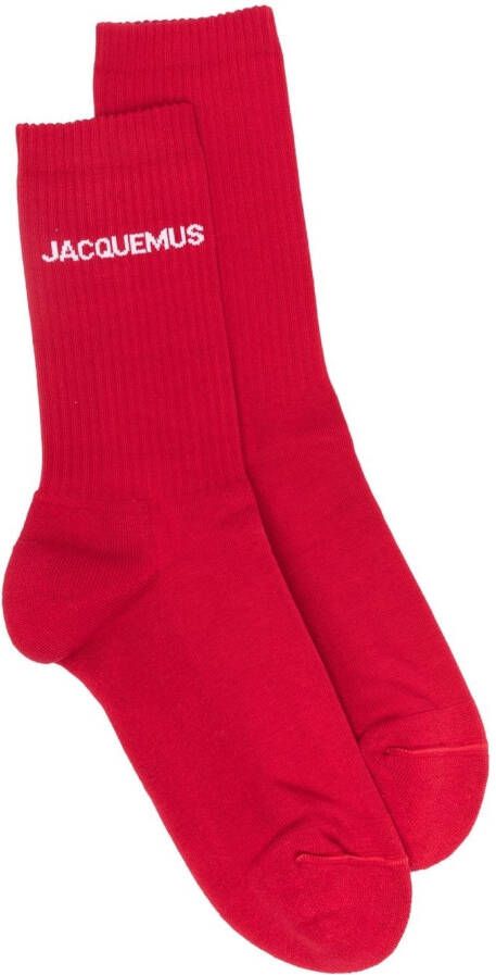 Jacquemus Ribgebreide sokken Rood