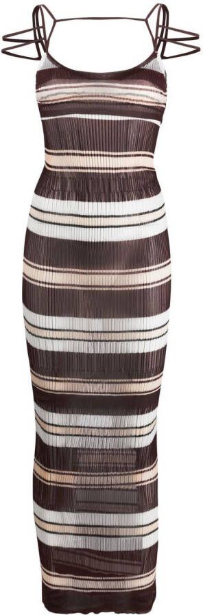 Jacquemus Gestreepte maxi-jurk Bruin