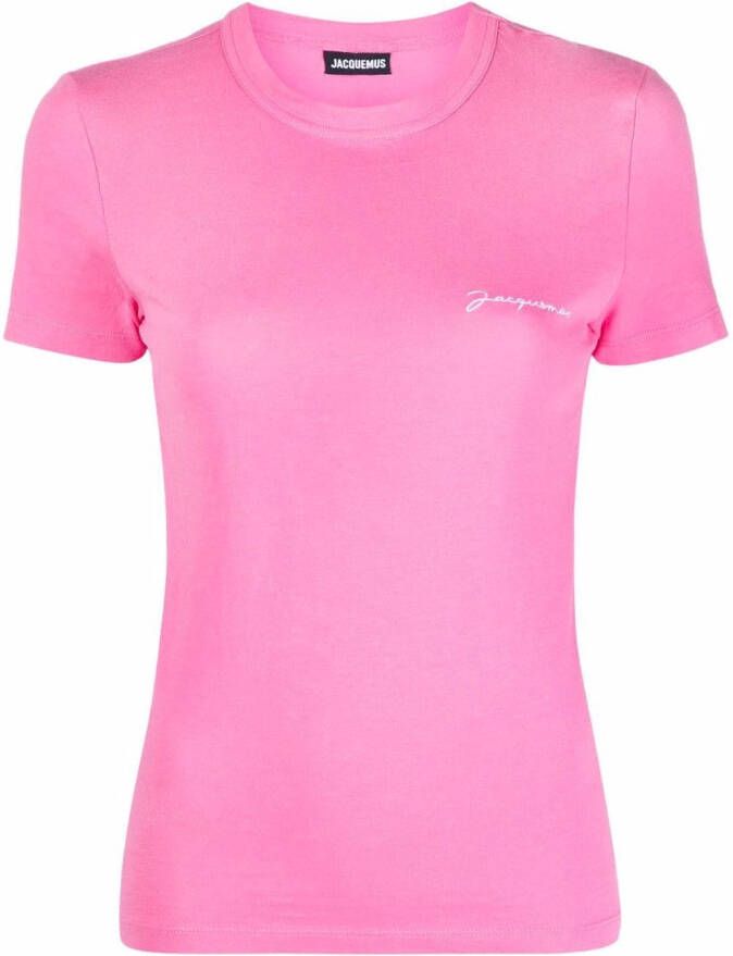 Jacquemus T-shirt met geborduurd logo Roze