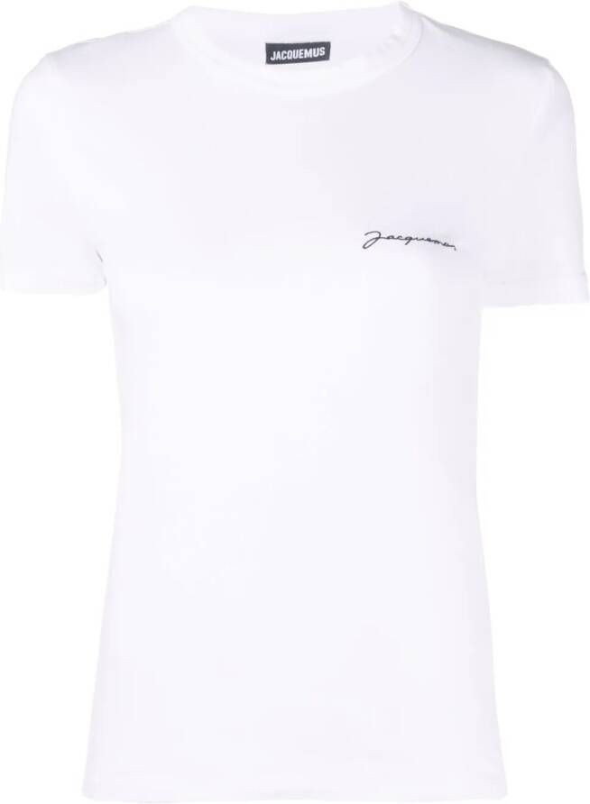 Jacquemus Le T-shirt Brode top met geborduurd logo Wit