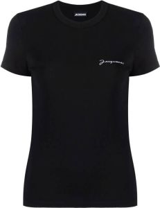 Jacquemus T-shirt met geborduurd logo Zwart