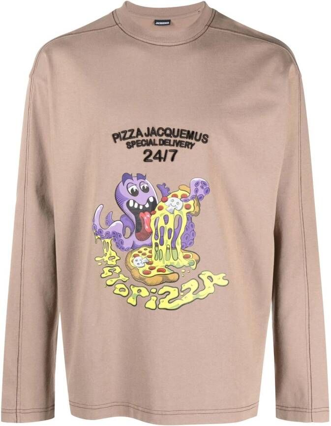 Jacquemus T-shirt met grafische print Bruin