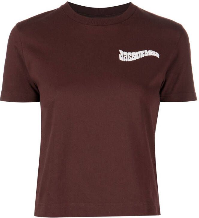 Jacquemus Le T-shirt Camargue top met geborduurd logo Bruin