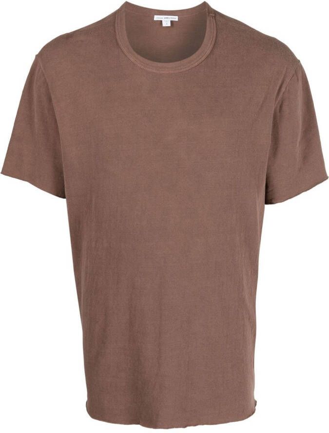 James Perse T-shirt van katoen en jersey Bruin