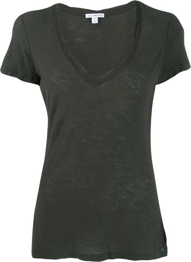 James Perse T-shirt met diepe ronde hals Grijs