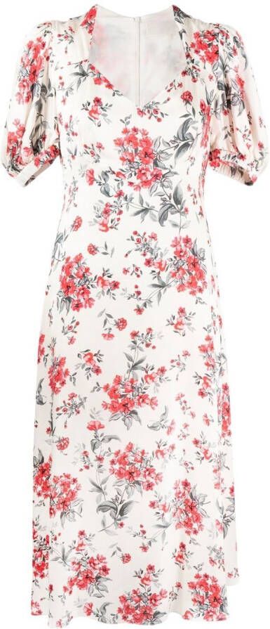 JANE Midi-jurk met bloemenprint Wit
