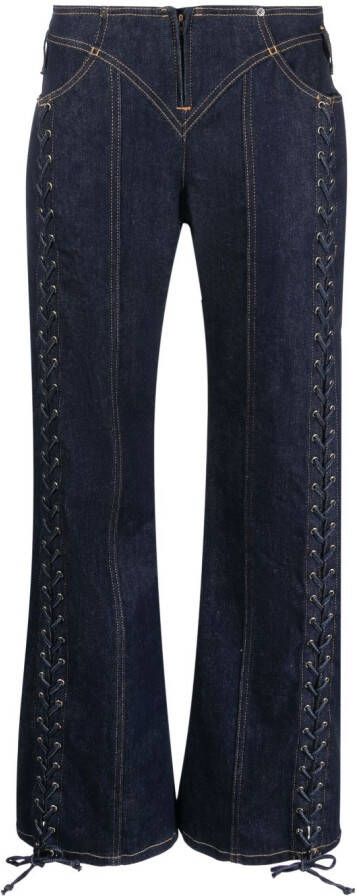 Jean Paul Gaultier Jeans met veters Blauw