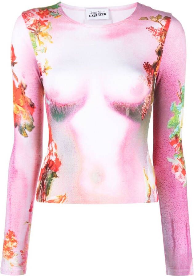 Jean Paul Gaultier T-shirt met print Roze
