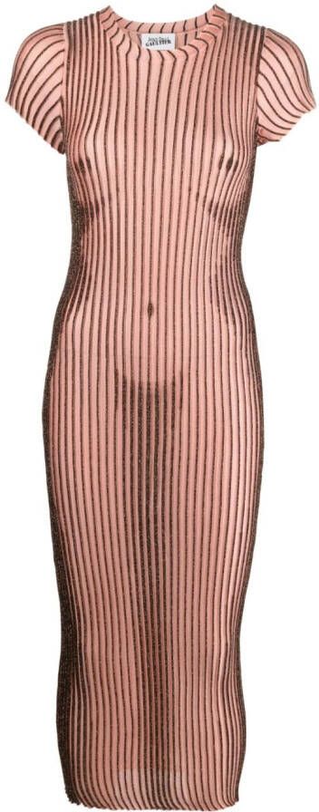 Jean Paul Gaultier Ribgebreide midi-jurk Roze