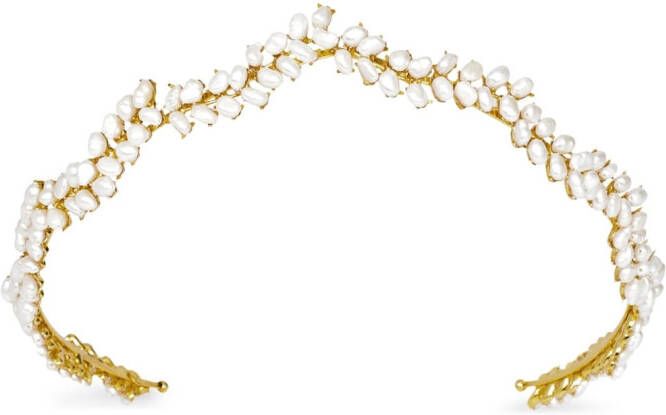 Jennifer Behr Franca pearl-embellished tiara Wit