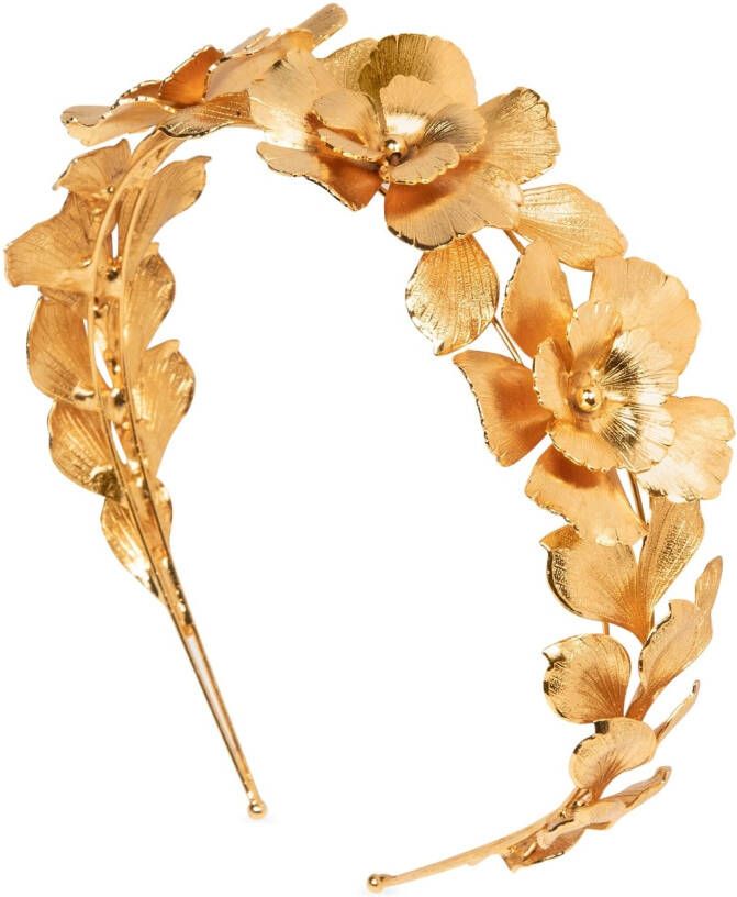Jennifer Behr Haarband met bloemenprint Goud
