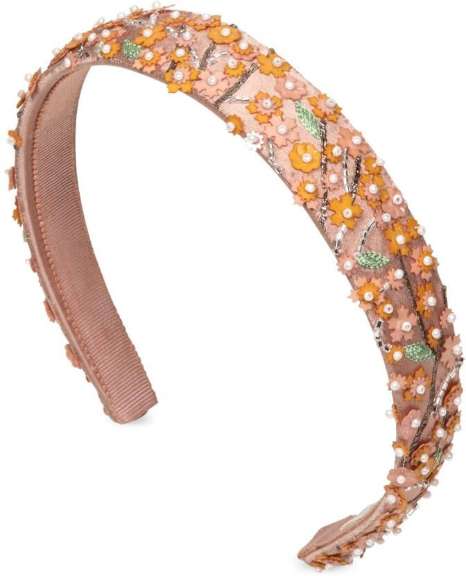 Jennifer Behr Haarband met bloemenpatch Roze