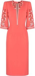 Jenny Packham Ava three-quarter sleeve midi dress Roze