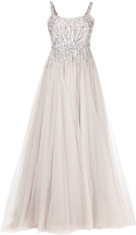 Jenny Packham Avondjurk met vierkante hals Zilver