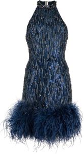Jenny Packham Halterjurk met veren detail Blauw