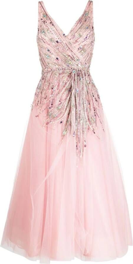 Jenny Packham Midi-jurk verfraaid met kristallen Roze