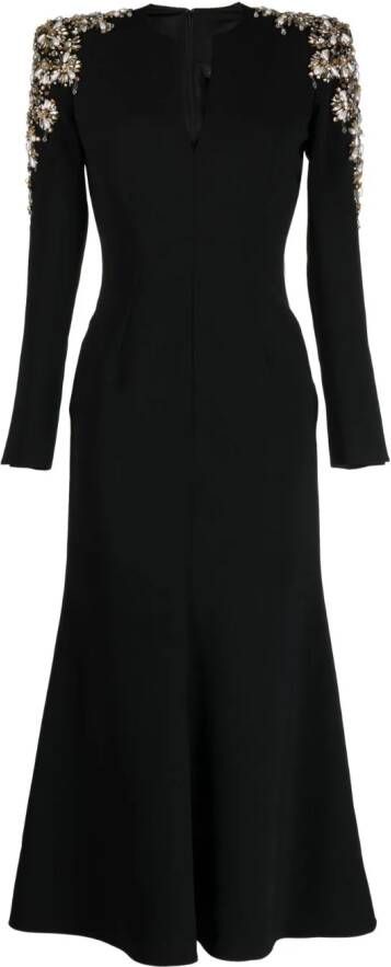 Jenny Packham Midi-jurk verfraaid met kristallen Zwart