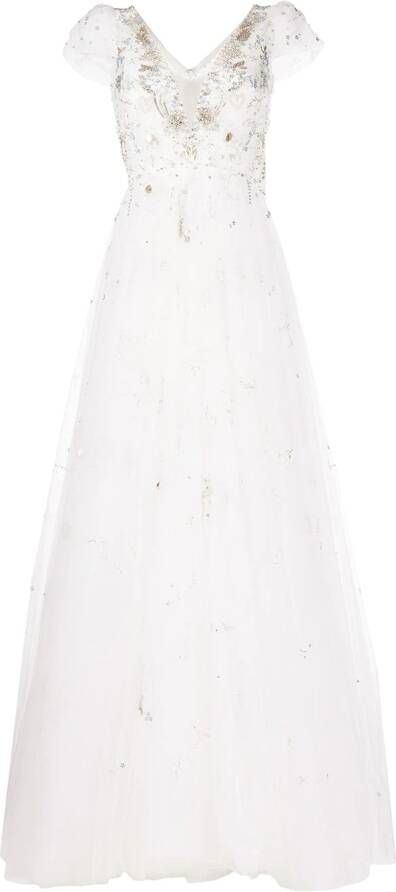 Jenny Packham Tulen avondjurk met pailletten Beige
