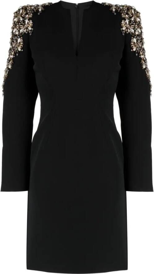 Jenny Packham Verfraaide mini-jurk Zwart