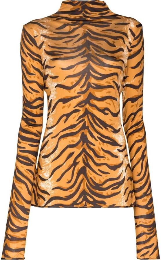 Jil Sander Blouse met dierenprint Bruin