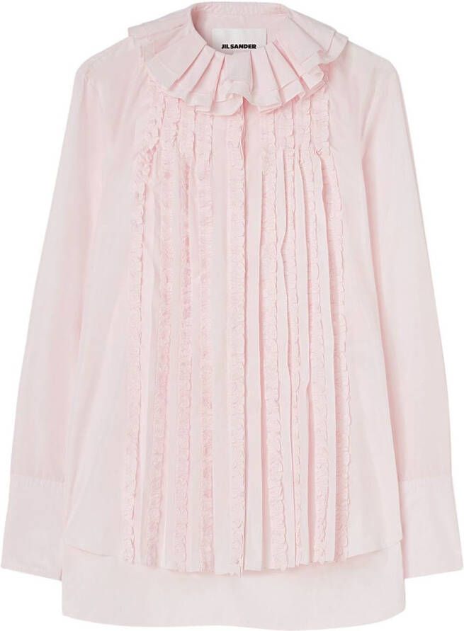 Jil Sander blouse met ruchekraag Roze