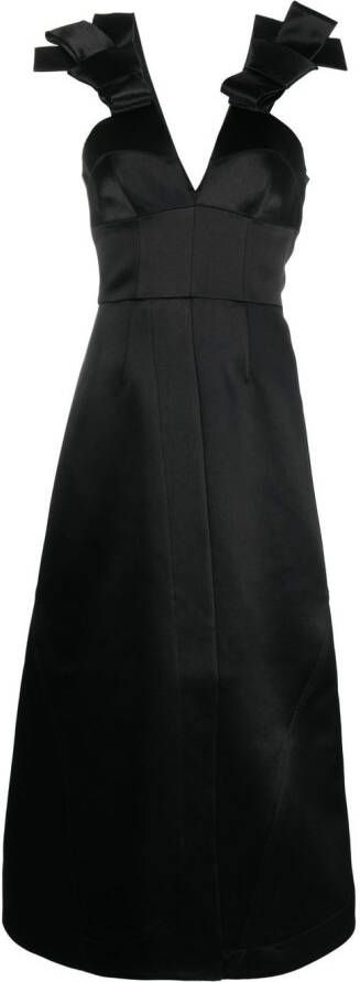 Jil Sander Midi-jurk met strikdetail Zwart